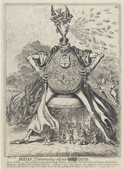Midas, Transmuting all into Gold Paper, 1797 od James Gillray