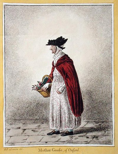 Paní Rebecca Howse, známá jako „Matka Husa z Oxfordu“, publikovala Hannah Humphrey v roce 1807 (ručně kolorovaný lept) od James Gillray