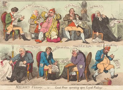 Nelsonovo vítězství: – aneb – Dobrá zpráva, která působí na loajální city od James Gillray
