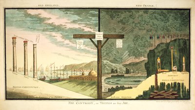 Stará Anglie, Nová Francie, The Contrast, publikovala Hannah Humphrey, 1796 od James Gillray