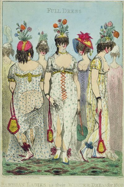 Pařížské dámy v zimních šatech na rok 1800 od James Gillray