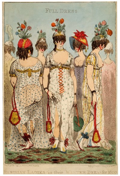 Pařížské dámy ve svých úplných zimních šatech za 1800, 1799. od James Gillray