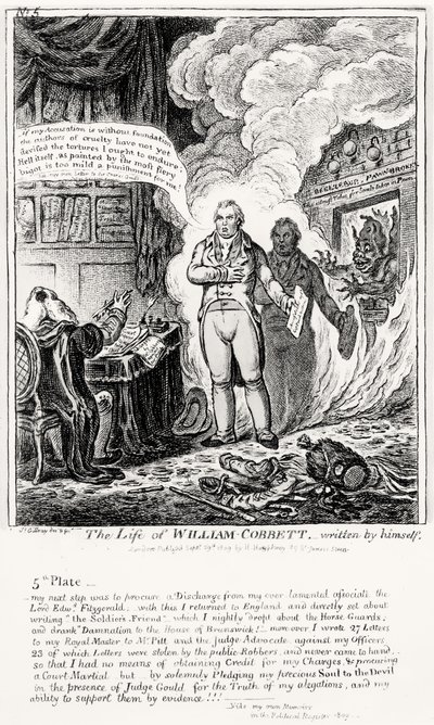 Talíř 5, ze Života Williama Cobbetta, kterou napsal sám, hospoda. od H. Humphreyho, 1809 od James Gillray
