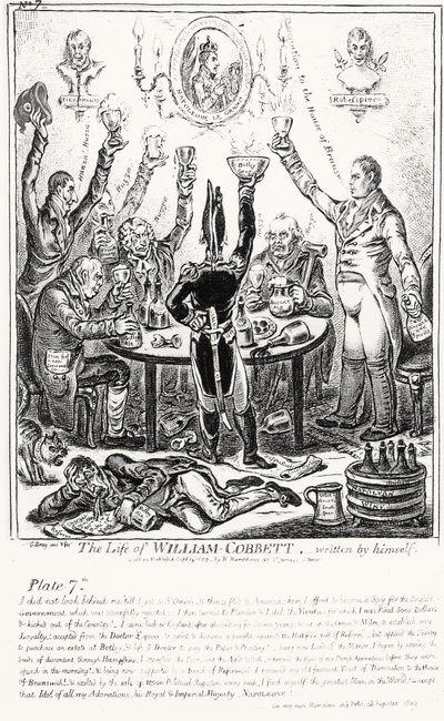 Deska 7, ze Života Williama Cobbetta, kterou napsal sám, hospoda. od H. Humphreyho, 1809 od James Gillray