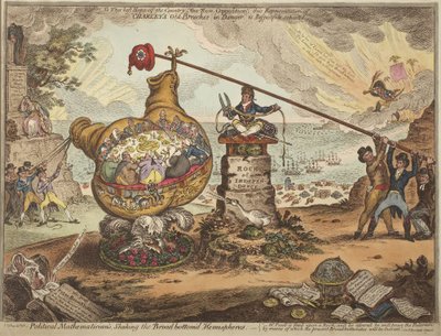 Politickí matematici, kteří otřásají polokoulemi se širokým dnem od James Gillray