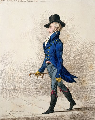 Portrait of a Man, publikovala Hannah Humphrey v roce 1803 (ručně kolorovaný lept) od James Gillray