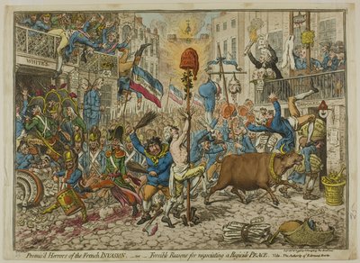 Slibované hrůzy francouzské invaze od James Gillray