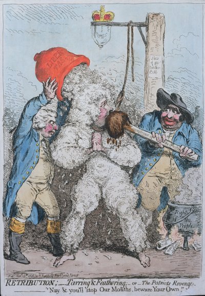 Odplata: Hannah Humphreyová v roce 1795 (ručně kolorovaný lept). od James Gillray