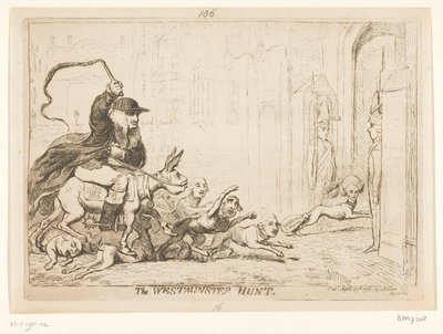 Cartoon on Warren Hastings, 1788 The Westminster Hunt (název na objektu) od James Gillray