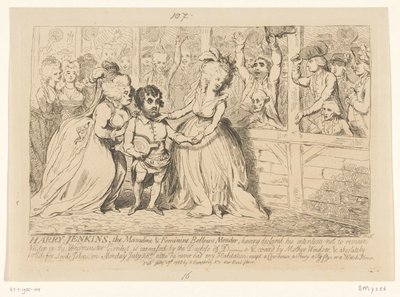 Karikatura anglické domácí politiky, 1788 Harry Jenkins, The Masculine & Feminine Bellow Mender od James Gillray