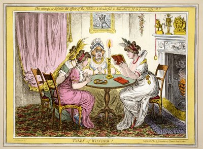 Tales of Wonder, hospoda. H. Humphrey, Londýn, 1802 (ručně kolorovaný lept) od James Gillray