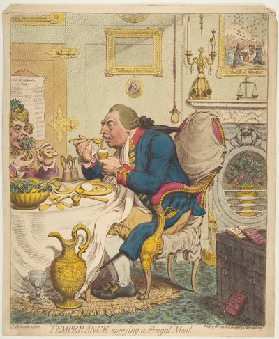 Temperance Enjoying a Frugal Meal, 28. července 1792. od James Gillray