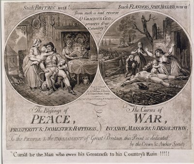 The Blessings of Peace and The Curses of War , kterou vydala Hannah Humphrey v roce 1795 od James Gillray