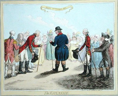 Esplanade, publikovala Hannah Humphrey v roce 1797 (ručně kolorovaný lept) od James Gillray