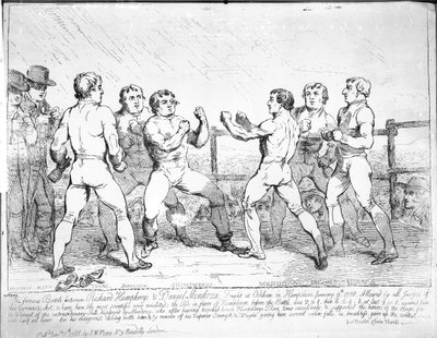 Slavná bitva mezi Richardem Humphreysem a Danielem Mendozou, 9. ledna 1788 od James Gillray