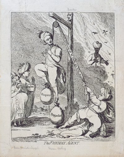 The Friendly Agent, vydavatel S.W. Fores v roce 1787 od James Gillray