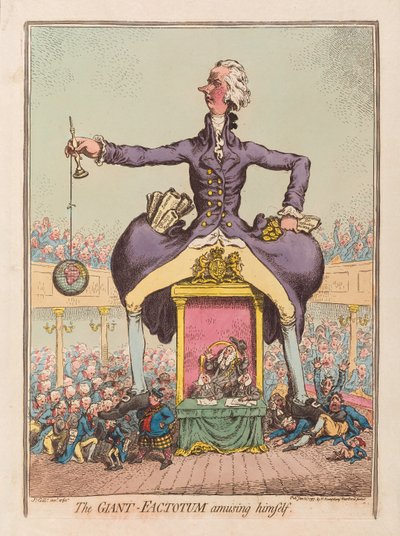 Giant Factotum se baví, hospoda. 1797 (ručně kolorovaná rytina) od James Gillray