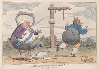 Konvice houkající na kaši, hospoda. 1782 (ručně kolorovaná rytina) od James Gillray