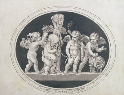 The Marriage of Cupid and Psyche, publikoval Hannah Humphrey v roce 1797 od James Gillray
