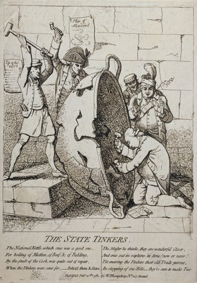 The State Tinkers, kterou vydal William Humphrey v roce 1780 od James Gillray