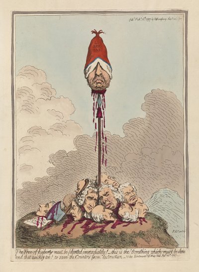 Strom svobody musí být zasazen okamžitě, publikováno 1797 (ručně kolorovaná rytina) od James Gillray