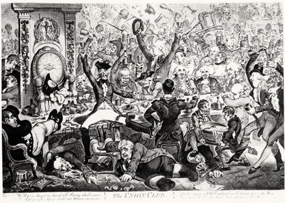 The Union Club, 1801 (barevná rytina) od James Gillray