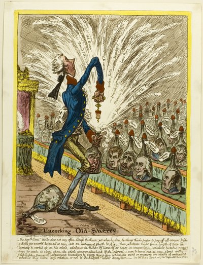 Odemykání starého Sherry od James Gillray