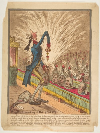 Uncorking Old Sherry, 10. března 1805. od James Gillray