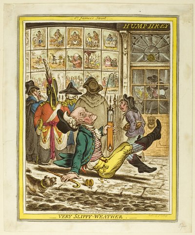 Velmi kluzké počasí od James Gillray