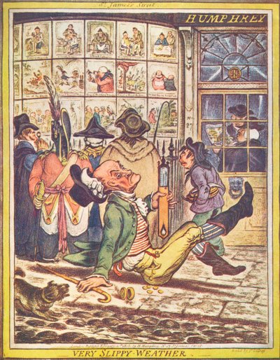 Velmi kluzké počasí, 1808 od James Gillray
