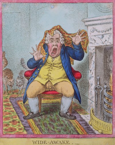 Wide Awake, vydané Hannah Humphrey v roce 1806 (ručně kolorovaný lept) (viz také 189788) od James Gillray