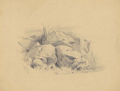 Skály, 1839 (grafit na tkaném papíře) od James Goodwin Clonney