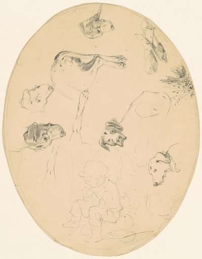 Studie psů a sedícího chlapce [recto] od James Goodwyn Clonney