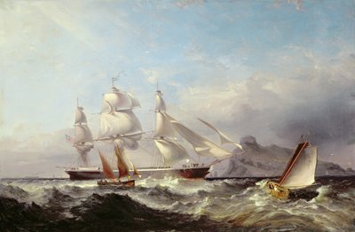 Clipper Ship z Mumbles Lighthouse, Swansea od James Harris of Swansea