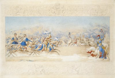 The Joust (tužka, wc a tělová barva na papíře) od James Henry Nixon