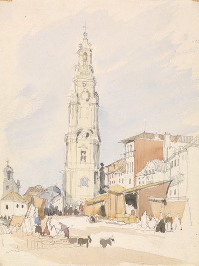 The Tower of the Clergy, Porto (wc nad grafitem na papíře) od James Holland
