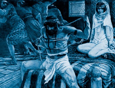 Samson si láme provazy od J James Tissot - Bible od James Jacques Joseph (after) Tissot