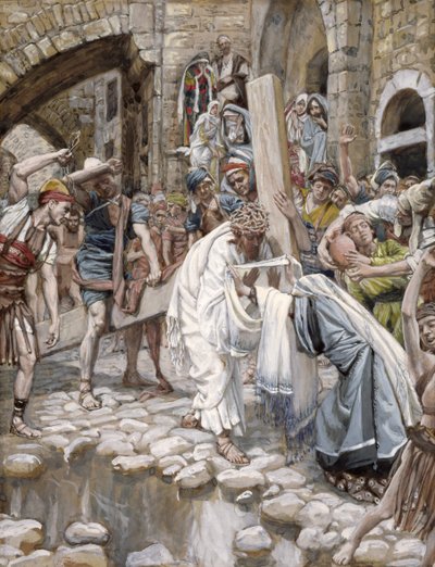 A Holy Woman Wipes the Face of Jesus, ilustrace pro The Life of Christ, c.1886-94 (wc & kvaš na kartonu) od James Jacques Joseph Tissot