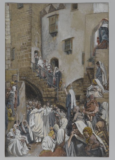 Žena křičí v davu, ilustrace ze Života našeho Pána Ježíše Krista, 1886-94 (wc přes grafit na papíře) od James Jacques Joseph Tissot