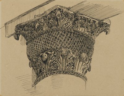Hlavní město z mešity El-Aksa, ilustrace ze Života našeho Pána Ježíše Krista, 1886-94 (pero a inkoust na papíře připevněné na desce) od James Jacques Joseph Tissot