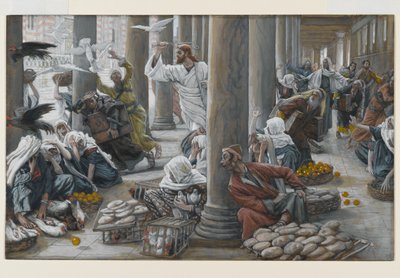 Kristus vyhání je, co prodali a koupili z chrámu, ilustrace pro The Life of Christ, c.1884-96 (wc & kvaš na kartonu) od James Jacques Joseph Tissot