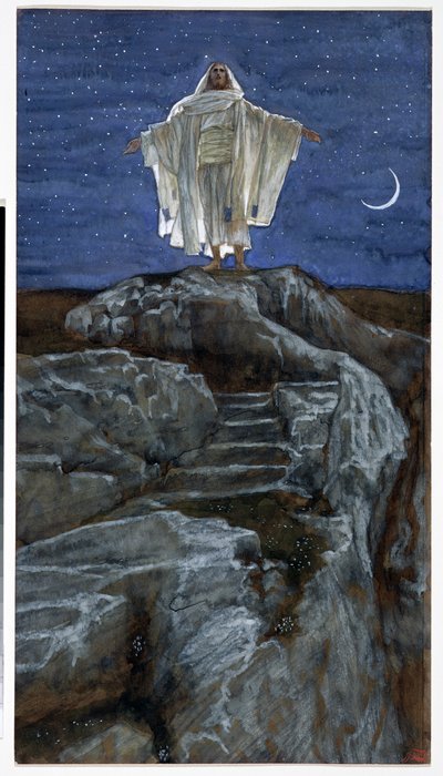 Kristus vyšel sám na horu se modlit, ilustrace pro The Life of Christ, c.1886-94 (wc & kvaš na kartonu) od James Jacques Joseph Tissot