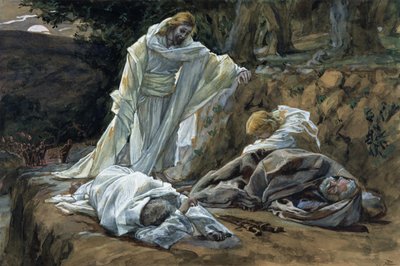 Can You Not Watch with Me One Hour?, ilustrace pro The Life of Christ, c.1886-94 (wc & kvaš na kartonu) od James Jacques Joseph Tissot