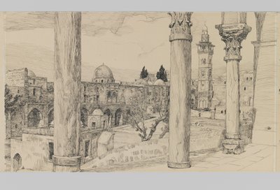 Esplanade of the Haram, ilustrace ze Života našeho Pána Ježíše Krista (inkoust a grafit na kartonu) od James Jacques Joseph Tissot