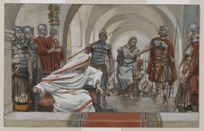 Ježíš vedl od Heroda k Pilátovi, ilustrace ze Života našeho Pána Ježíše Krista, 1886-94 (wc přes grafit na papíře) od James Jacques Joseph Tissot