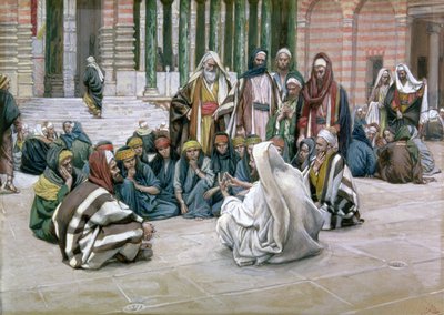 Jesus Speaking in the Treasury, ilustrace pro The Life of Christ, c.1886-96 (kvaš na kartonu) od James Jacques Joseph Tissot