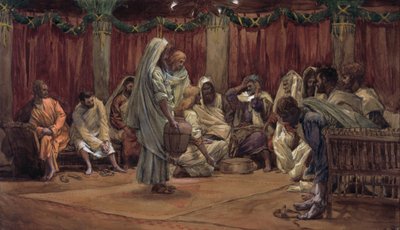 Jesus Washing the Disciples Nohy, ilustrace k The Life of Christ, c.1886-94 (wc & kvaš na kartonu) od James Jacques Joseph Tissot