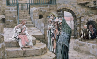 Ježíš a malé dítě, ilustrace pro Život Krista, cca 1886-94 (wc a kvaš na kartonu) od James Jacques Joseph Tissot