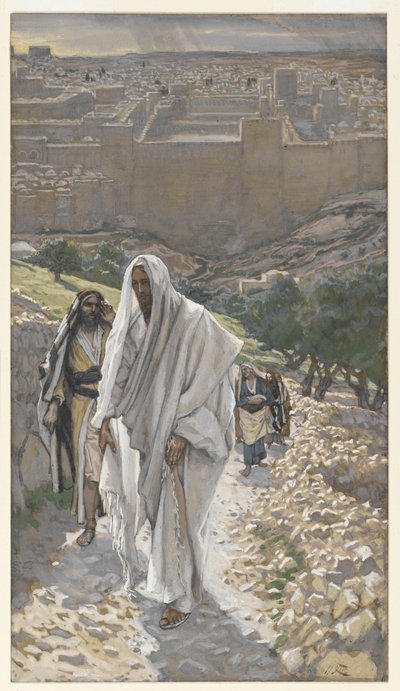 Ježíš jde večer do Bethany, ilustrace ze Života našeho Pána Ježíše Krista, 1886-94 (wc přes grafit na papíře) od James Jacques Joseph Tissot