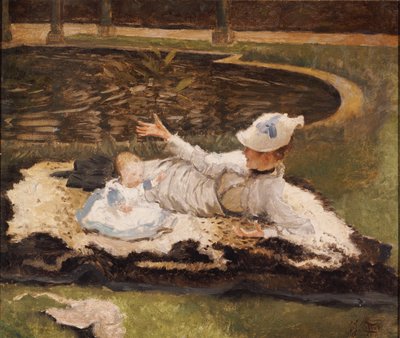 Paní Newtonová s dítětem u bazénu od James Jacques Joseph Tissot